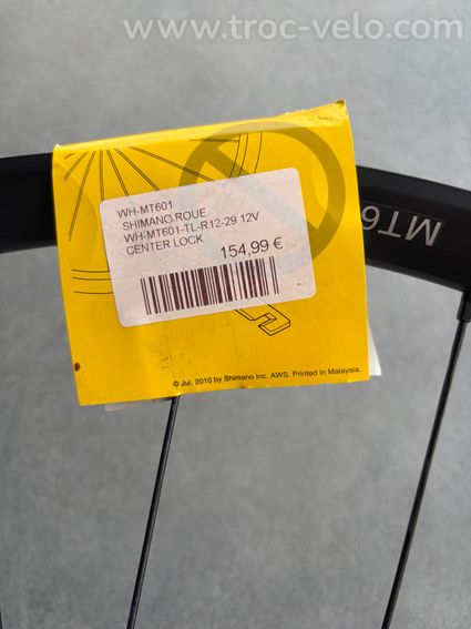 Roue arrière VTT 29 pouces Shimano MT601 12x142 mm tubeless ready centerlock - 6