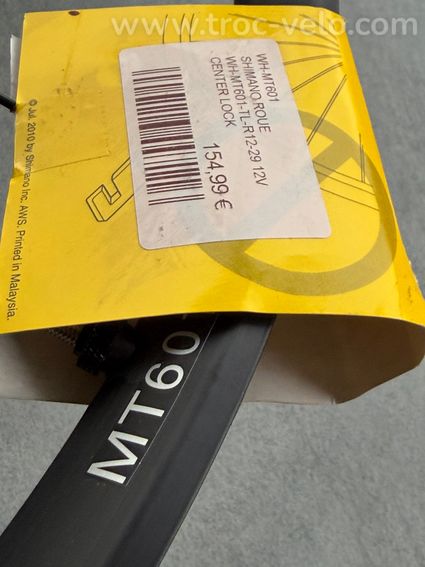 Roue arrière VTT 29 pouces Shimano MT601 12x142 mm tubeless ready centerlock - 7