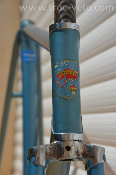 Cadre et fourche de vélo de course vintage Payan en tubes acier Oria - 3