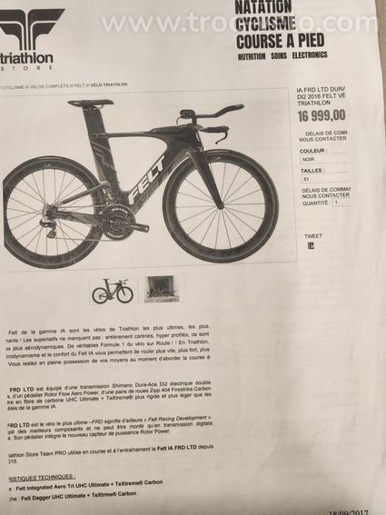 Vélo contre la montre triathlon haut de gamme Felt IA FRD roues Lightweight capteur puissance - 4