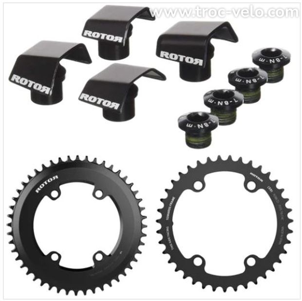 Plateaux Rotor Aero pour pédalier Shimano R9100 & R8000 avec kit de visserie - 1