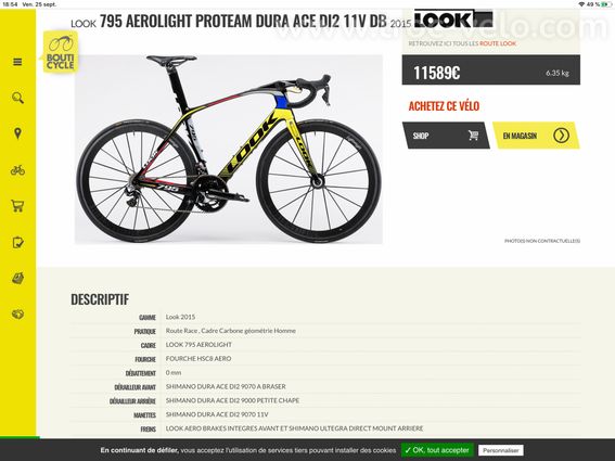 Look 795 pro team dur ace DI 2 - 15