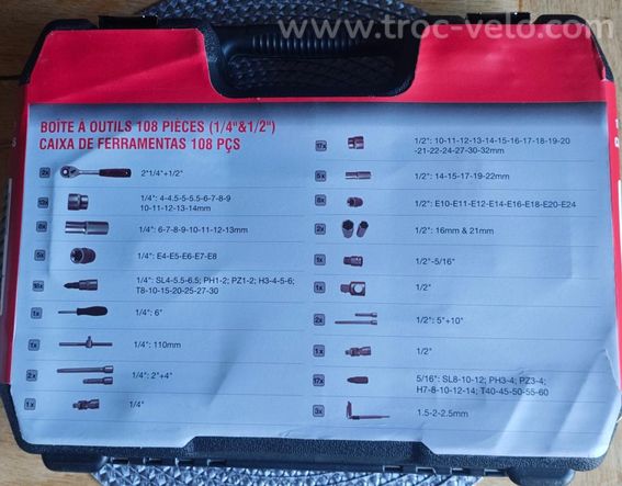 Boite à outilos 108 pièces pour vélo et auto - 3