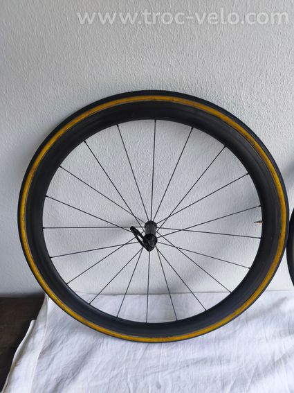 Paire de roues carbone Makadam Slim 38   (boyaux) 1080gr la paire  freinage patin  - 2
