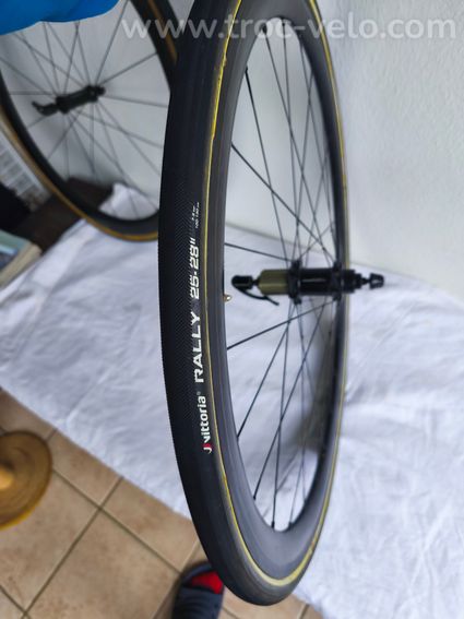 Paire de roues carbone Makadam Slim 38   (boyaux) 1080gr la paire  freinage patin  - 4