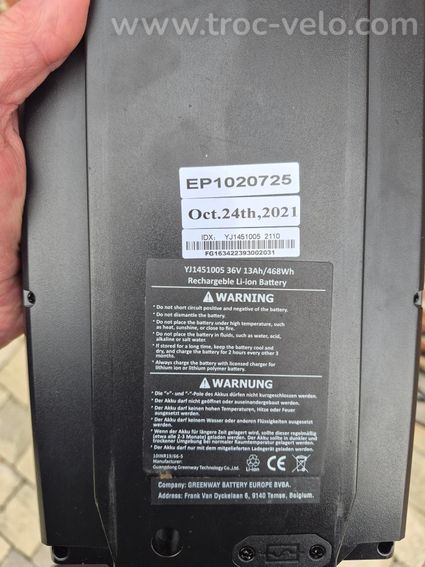 Batterie YJ451005 36V 468Wh - 2