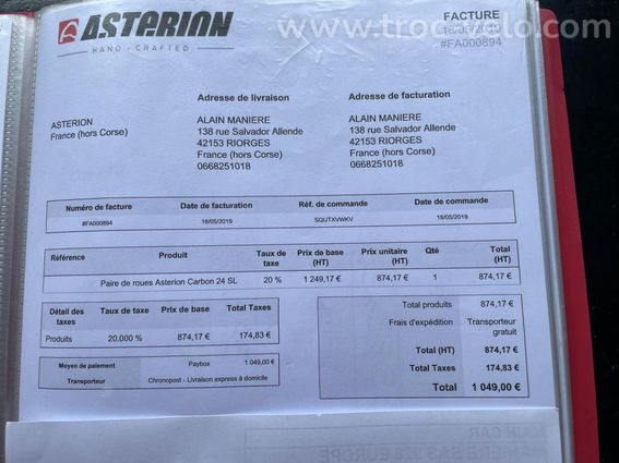 Jantes Asterion carbon boyau patin (1070g la paire !!! ) - 2