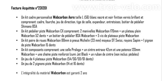 Vélo de piste WAB Carbon Aero complet parfait état   - 10