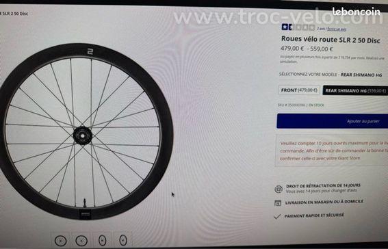 Roue arrière GIANT SLR 2 Carbone - Urgent - 6