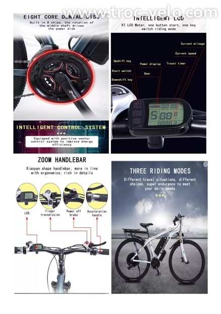 NEUF: VTT électrique rapide 1000W 48V grande roue 29"  - 8