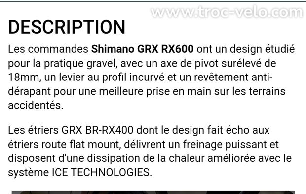 Frein avant gauche double commande Shimano GRX - 8