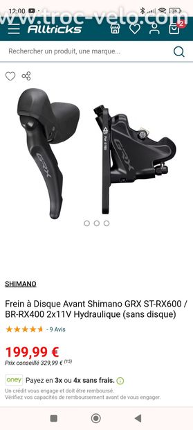 Frein avant gauche double commande Shimano GRX - 9