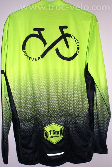 Maillot vélo manches longues - sans marque - xxl - vert fluo/noir - 2