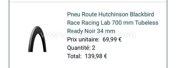 Pneu Route Hutchinson Blackbird Race Racing Lab 700 mm Tubeless
