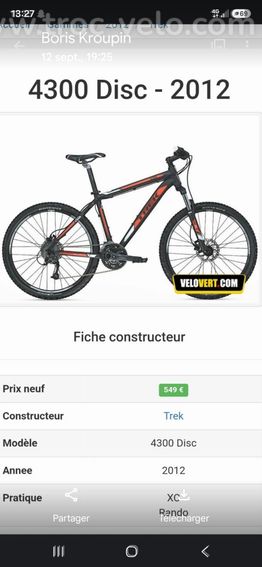 Vtt TREK 4300 four series 1m70 - 2