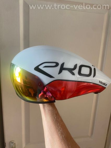 Casque aéro EKOI Véloce édition limitée rouge et blanc taille M (55-59cm)