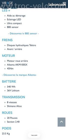 Vélo Électrique Pliant Blanc VIRAGE - 7