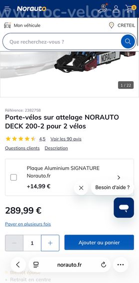 Porte-vélos Norauto Deck 200-2 - 2 vélos - 2