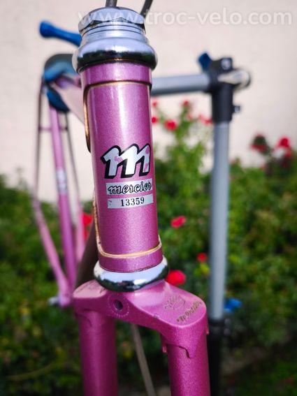 Cadre MERCIER rose, écusson gravé MERCIER, raccords liserés dorés - 2