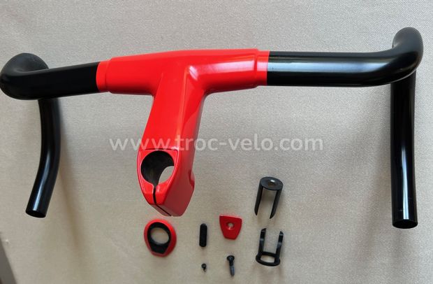 BMC Combinaison de Potence/Cintre Carbone Cockpit ICS rouge 420x100 comme neuf! - 3