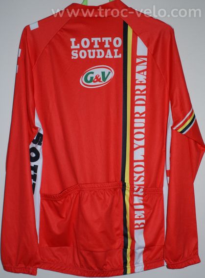 Maillot vélo manches longues - team "LOTTO SOUDAL" - taille xxl - rouge/blanc/noir - 2