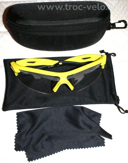Lunettes de vélo - marque "VC" - monture jaune fluo - lentilles transparentes - 4