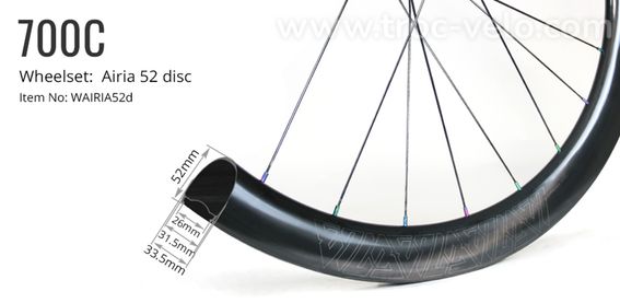 Roues Carbones Light Bicycle AIRIA 52mm - 2