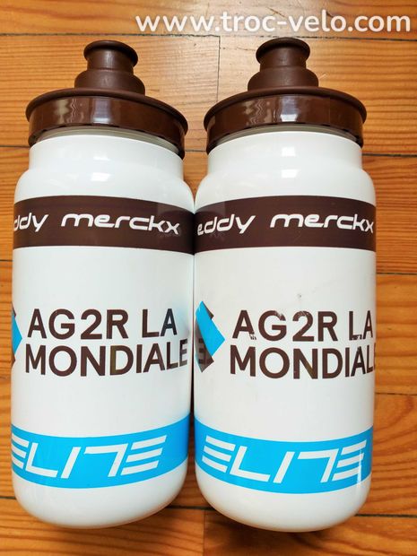 Lot de 2 bidons Ag2r La mondiale cyclisme Tour de France 2020 bon état vélo vtt route hydratation sport  - 1