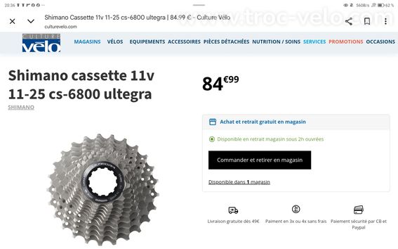 Cassette Shimano Ultegra CS 6800 11 vitesses - 6
