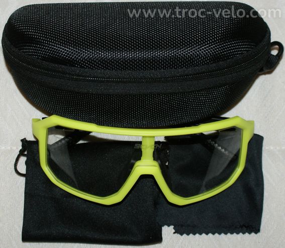 Lunettes de vélo - marque "SCVCN" - monture jaune fluo - lentilles transparentes - 4