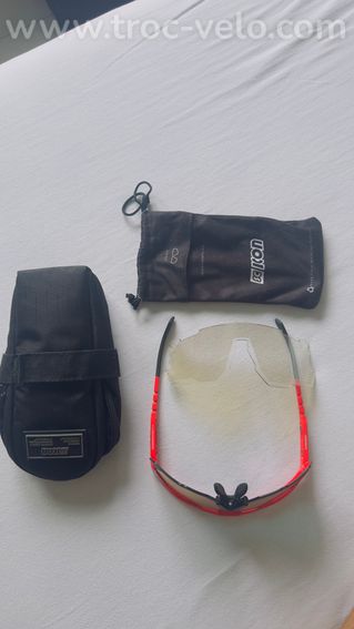 Lunettes SCICON rouges de cyclisme + écran supplémentaire et étui - 9