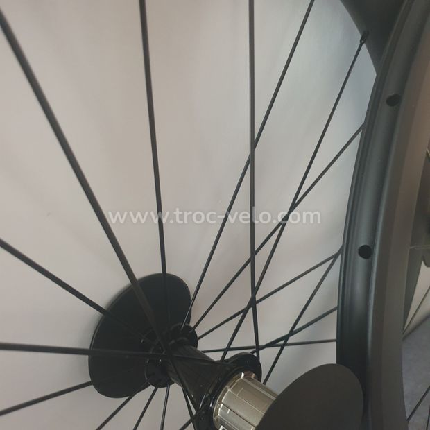 🤩paire roues carbones neuves patin 60mm pneus chambre ou tubeless  - 2