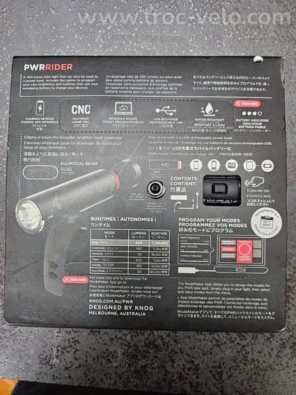 LAMPE KNOG PWR RIDER 450 Lumens - 2