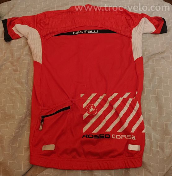 Maillot cyclisme Castelli Rosso Corsa - Taille M - Porté 3 fois - 1 Zip intégral 3 poches - 2