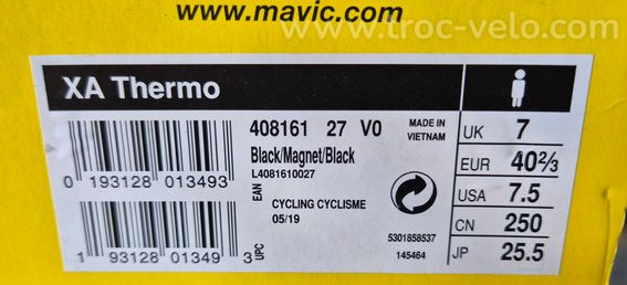 Chaussures vélo hiver / étanches Mavic Contagrip - Pointure 40 - 5