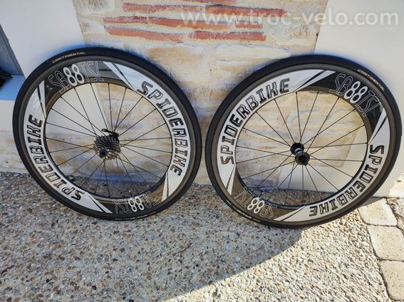 Paire de roues carbone chrono 88 spiderbike boyau - 2