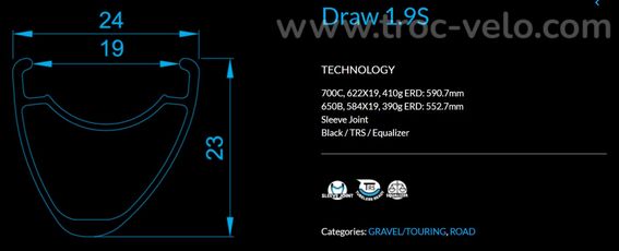 Roues 700C Alexrims disque Draw 1.9s - 6