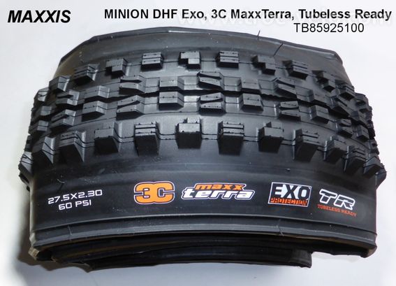 Pneu VTT 27.5"x2.30" Maxxis MINION DHF Exo, 3C MaxxTerra, Tubeless Ready, Souple