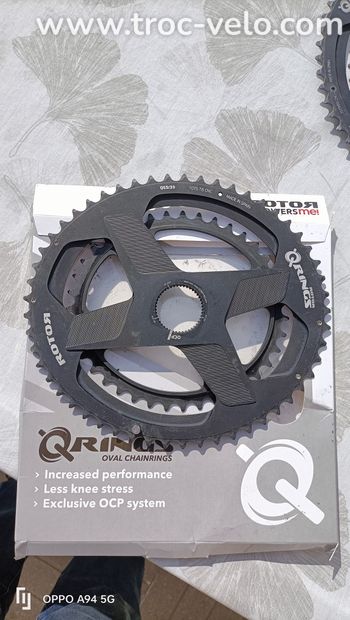 Plateaux Rotor Aldhu 3D+ QRings Spidering Aero noir // 53*39 - 1