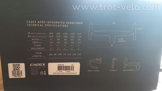 vends combo Cadex Aero integré    taille 400/380  - 2