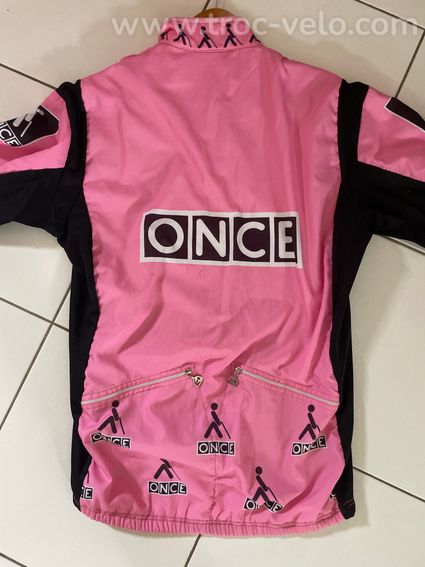 Veste thermique cyclisme vintage ONCE Etxeondo rose Jalabert année 90". - 2
