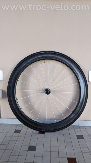 Paire de roues Carbone 50mm à boyaux – Moyeux TUNE – Patins – Rayons blancs - 3