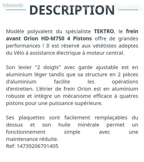 paire de freins 4 pistons TEKTRO neufs - 9