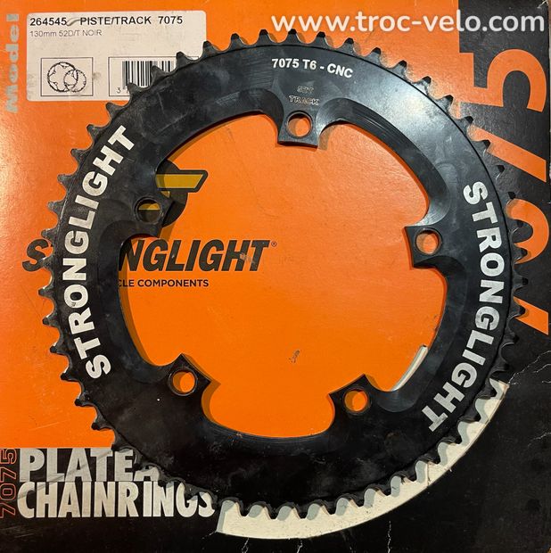 PLATEAU ALUMINIUM STRONGLIGHT PISTE 52 DENTS TRACK 7075 T6-CNC - 1