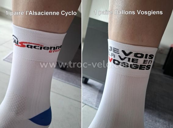 2 paires de chaussettes cyclosportives Alsave / Vosges taille unique neuves