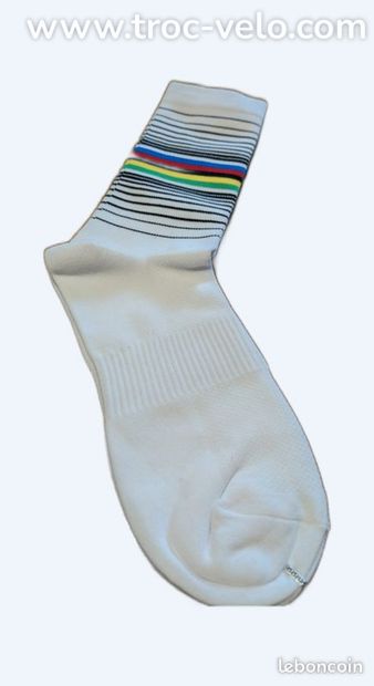 Paire de chaussettes vélo cyclisme Blanche Champion du Monde  - 1