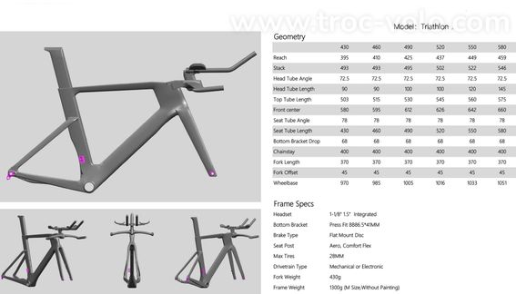 Cadre Triathlon ZEEN carbone Aéro – Neuf - Taille M - 12