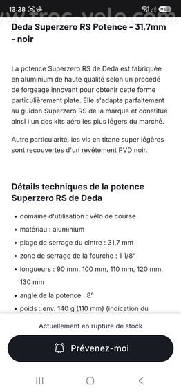 Potence Deda Superzero RS – 100 mm – 82° – État comme neuf - 4