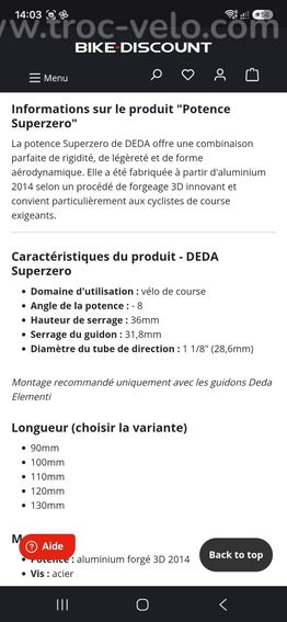Potence Deda Superzero – 120mm – État neuf - 4