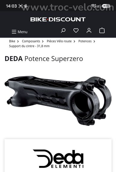 Potence Deda Superzero – 120mm – État neuf - 3